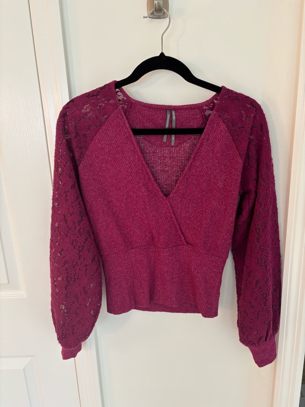Anthropologie Ribbed Knit Top in Dusty Fuchsia